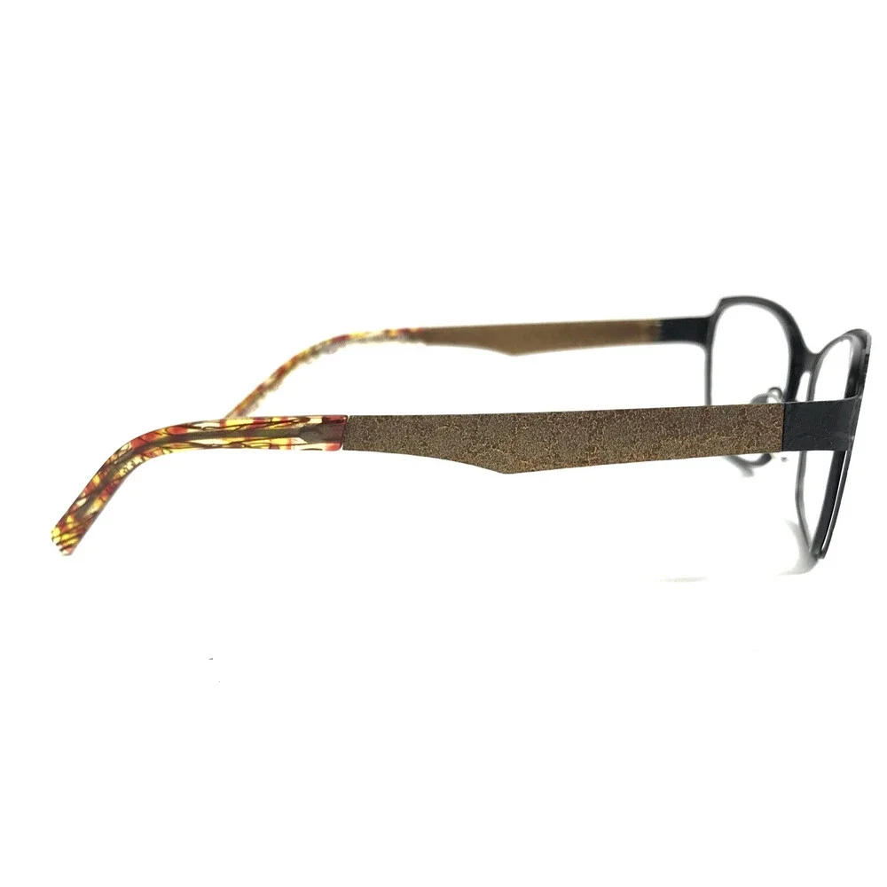 J.F. Rey Eyeglasses Frames JF2602 0059 Black Gilded Gold Lizard Print 55-18-130